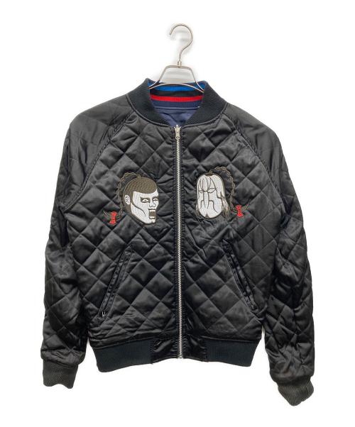 PUNK DRUNKERS（パンクドランカーズ）PUNK DRUNKERS (パンクドランカーズ) リバーシブルスカジャン ネイビー×イエロー サイズ:Mの古着・服飾アイテム