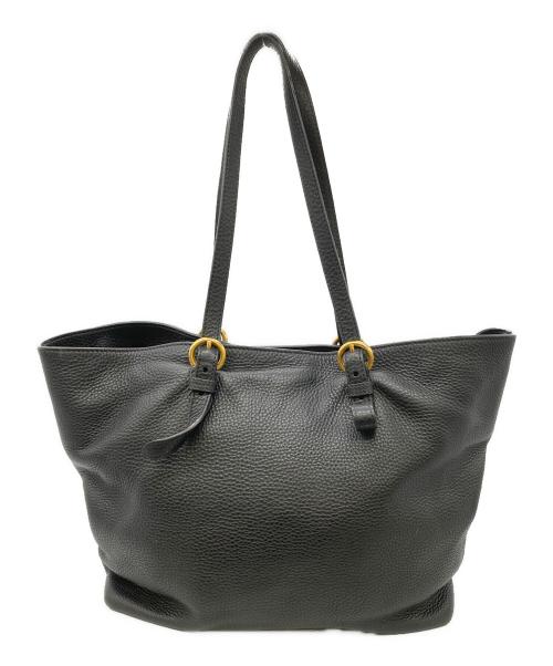 MIU MIU（ミュウミュウ）MIU MIU (ミュウミュウ) レザートートバッグ ヴィッテロダイノ ブラックの古着・服飾アイテム