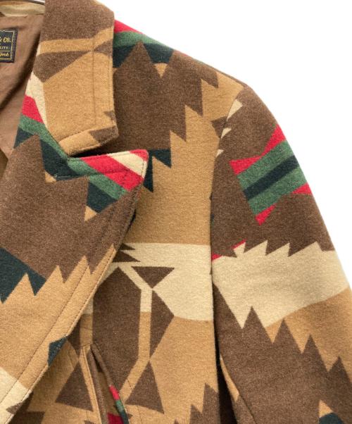 RRL（ダブルアールエル）RRL (ダブルアールエル) ネイティヴ柄ロングPコート ブラウン サイズ:Mの古着・服飾アイテム