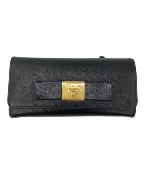 PRADA（プラダ）PRADA (プラダ) リボン長財布 SAFFIANO FIOCCO ブラックの古着・服飾アイテム