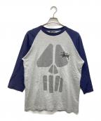 stussyステューシー）の古着「スカルプリントラグランTシャツ」｜グレー