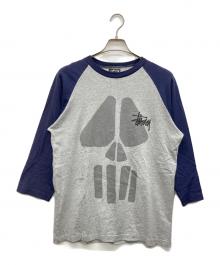 stussy（ステューシー）の古着「スカルプリントラグランTシャツ」｜グレー