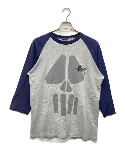 stussy（ステューシー）stussy (ステューシー) スカルプリントラグランTシャツ グレー サイズ:Lの古着・服飾アイテム