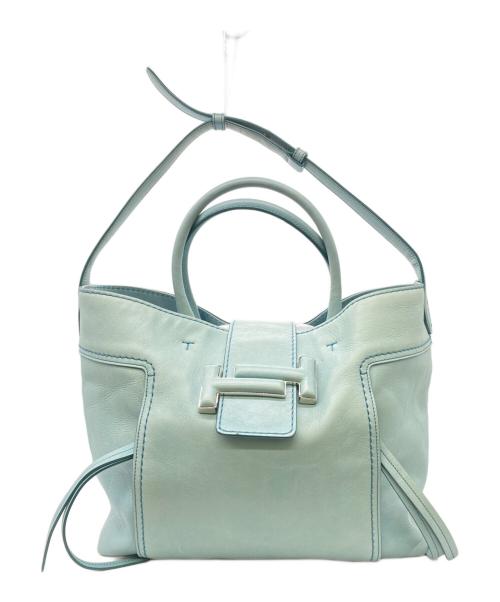 TOD'S（トッズ）TOD'S (トッズ) ダブルTレザー トートバッグ スカイブルーの古着・服飾アイテム