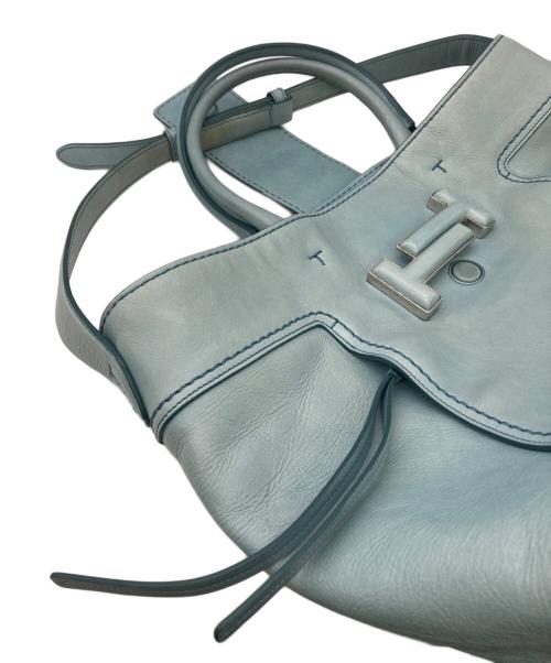 TOD'S（トッズ）TOD'S (トッズ) ダブルTレザー トートバッグ スカイブルーの古着・服飾アイテム