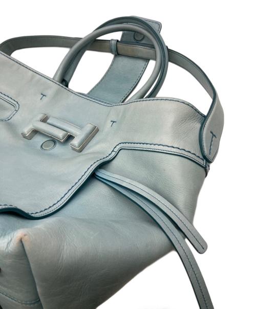TOD'S（トッズ）TOD'S (トッズ) ダブルTレザー トートバッグ スカイブルーの古着・服飾アイテム