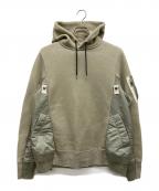 sacaiサカイ）の古着「Sponge Sweat x Nylon Twill Hoodie」｜カーキ