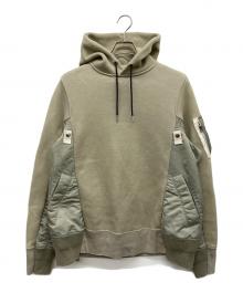 sacai（サカイ）の古着「Sponge Sweat x Nylon Twill Hoodie」｜カーキ