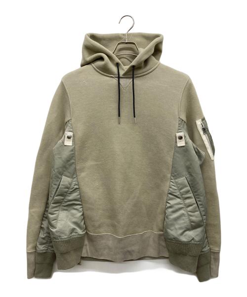 sacai（サカイ）sacai (サカイ) Sponge Sweat x Nylon Twill Hoodie カーキ サイズ:2の古着・服飾アイテム