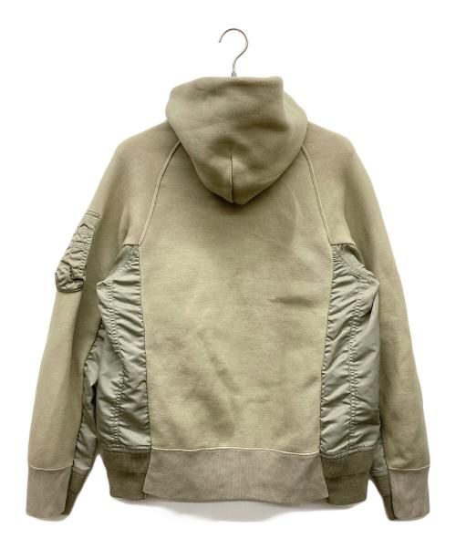sacai（サカイ）sacai (サカイ) Sponge Sweat x Nylon Twill Hoodie カーキ サイズ:2の古着・服飾アイテム