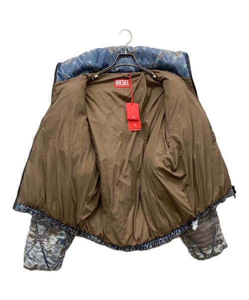 DIESEL（ディーゼル）DIESEL (ディーゼル) ジップアップパファージャケット W-KONS ブルー×ブラウン サイズ:46 175/92Aの古着・服飾アイテム