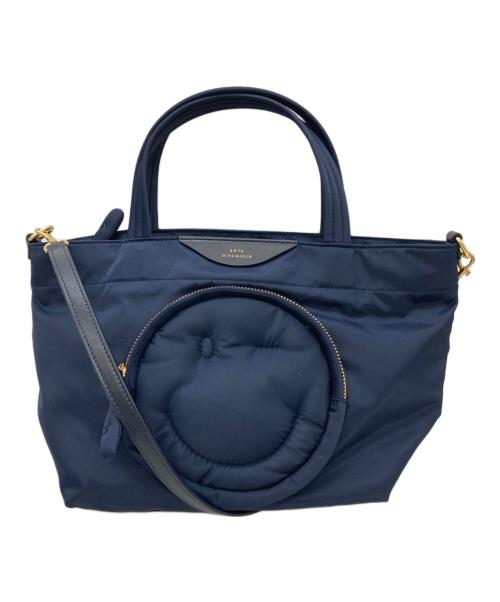 ANYA HINDMARCH（アニヤ・ハインドマーチ）ANYA HINDMARCH (アニヤ・ハインドマーチ) Chubby smiley Nylon Tote ネイビーの古着・服飾アイテム