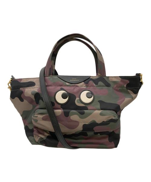 ANYA HINDMARCH（アニヤ・ハインドマーチ）ANYA HINDMARCH (アニヤ・ハインドマーチ) E/W Tote Mini Eyes Recycled Nylon カーキの古着・服飾アイテム