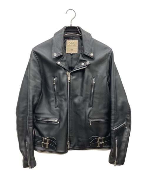 666（666）666 (666) レザーライダースジャケット ブラック サイズ:36の古着・服飾アイテム