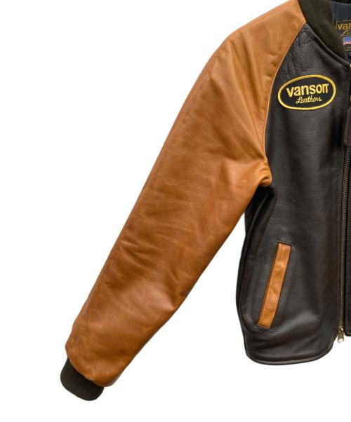 VANSON（バンソン）VANSON (バンソン) レザースタジアムジャケット ブラウン サイズ:34の古着・服飾アイテム