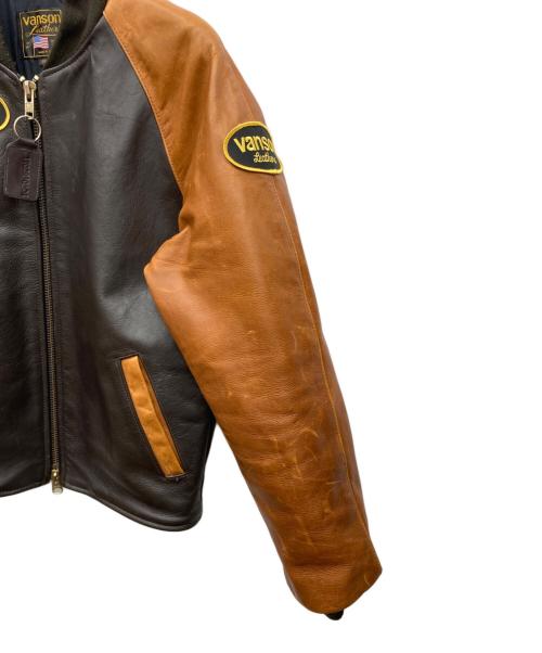 VANSON（バンソン）VANSON (バンソン) レザースタジアムジャケット ブラウン サイズ:34の古着・服飾アイテム
