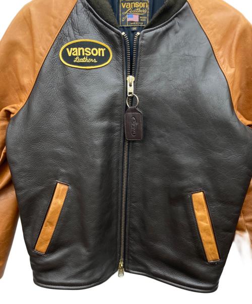 VANSON（バンソン）VANSON (バンソン) レザースタジアムジャケット ブラウン サイズ:34の古着・服飾アイテム