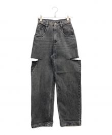Maison Margiela（メゾンマルジェラ）の古着「SLASH DETAIL CUT OUT JEANS DENIM」｜ブラック