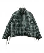 MAISON SPECIALメゾンスペシャル）の古着「チェックリボンバファーブルゾン」｜ブラック×ミント