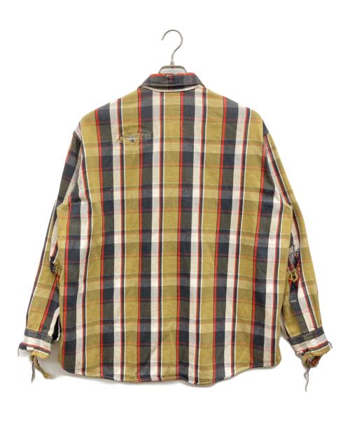 BOWWOW（バウワウ）BOWWOW (バウワウ) ダメージ加工チェックネルシャツ ベージュ サイズ:MEDIUMの古着・服飾アイテム