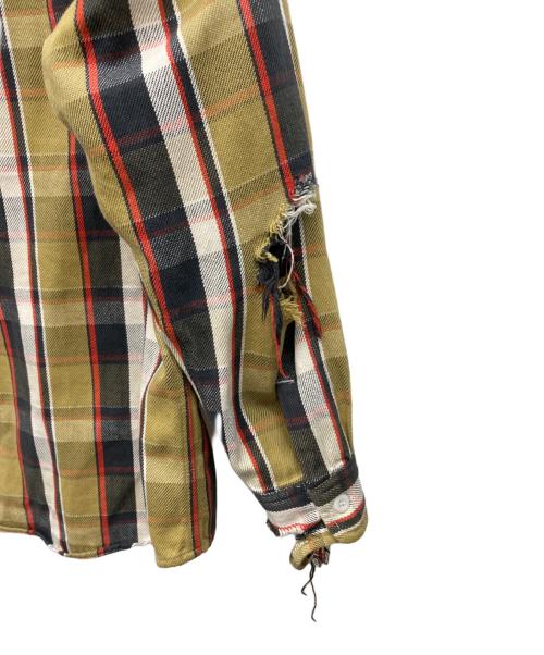 BOWWOW（バウワウ）BOWWOW (バウワウ) ダメージ加工チェックネルシャツ ベージュ サイズ:MEDIUMの古着・服飾アイテム