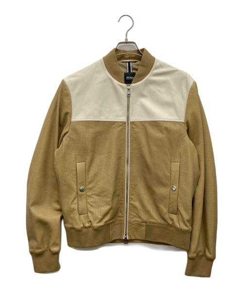 HUGO BOSS（ヒューゴ ボス）HUGO BOSS (ヒューゴ ボス) パンチングレザージャケット カーキ サイズ:46の古着・服飾アイテム