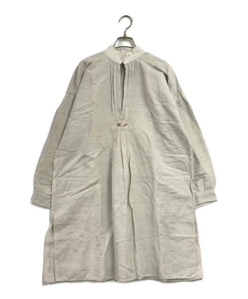 VINTAGE（ヴィンテージ）VINTAGE (ヴィンテージ) フレンチリネンアンティークワンピース アイボリー サイズ:不明の古着・服飾アイテム