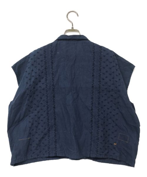 45R（フォーティファイブ・アール）45R (フォーティーファイブアール) 藍インドカディdeステッチ馬ブラウス ネイビー サイズ:2の古着・服飾アイテム