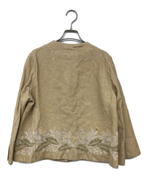 45R（フォーティファイブ・アール）45R (フォーティーファイブアール) リネンダックの刺繍ボレロ ベージュ サイズ:2の古着・服飾アイテム