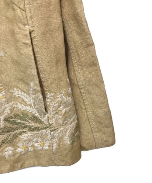 45R（フォーティファイブ・アール）45R (フォーティーファイブアール) リネンダックの刺繍ボレロ ベージュ サイズ:2の古着・服飾アイテム