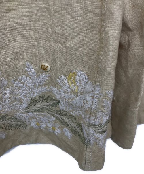 45R（フォーティファイブ・アール）45R (フォーティーファイブアール) リネンダックの刺繍ボレロ ベージュ サイズ:2の古着・服飾アイテム