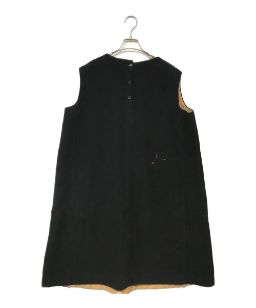 45R（フォーティファイブ・アール）45R (フォーティーファイブアール) コットンフランネルのジャンパースカート ブラック サイズ:記載なしの古着・服飾アイテム