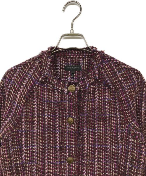 rag&bone（ラグアンドボーン）rag&bone (ラグアンドボーン) ラウンドネックツイードジャケット パープル サイズ:2の古着・服飾アイテム