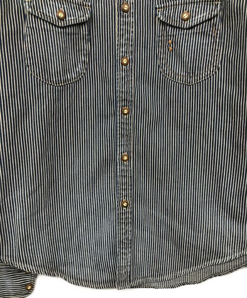 45R（フォーティファイブ・アール）45R (フォーティーファイブアール) シャツデニムのプティイースタンシャツ ブルー×ホワイト サイズ:表記無しの古着・服飾アイテム