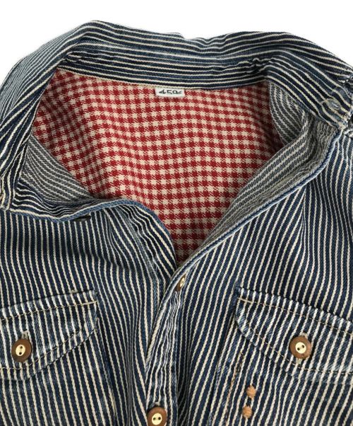 45R（フォーティファイブ・アール）45R (フォーティーファイブアール) シャツデニムのプティイースタンシャツ ブルー×ホワイト サイズ:表記無しの古着・服飾アイテム