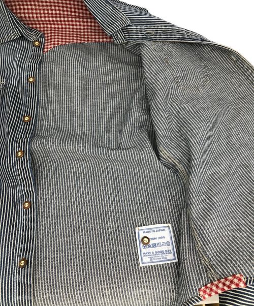 45R（フォーティファイブ・アール）45R (フォーティーファイブアール) シャツデニムのプティイースタンシャツ ブルー×ホワイト サイズ:表記無しの古着・服飾アイテム