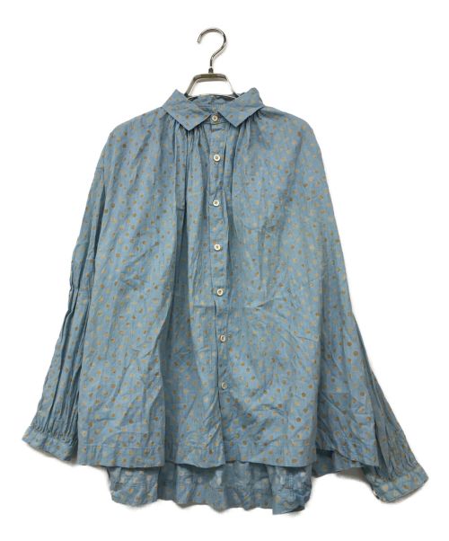 45R（フォーティファイブ・アール）45R (フォーティーファイブアール) インドカディ水玉プリントのくしゅくしゅブラウス ブルー サイズ:記載なしの古着・服飾アイテム