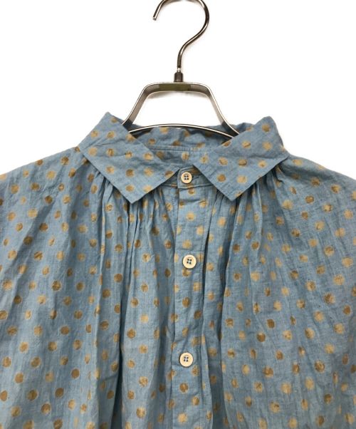 45R（フォーティファイブ・アール）45R (フォーティーファイブアール) インドカディ水玉プリントのくしゅくしゅブラウス ブルー サイズ:記載なしの古着・服飾アイテム