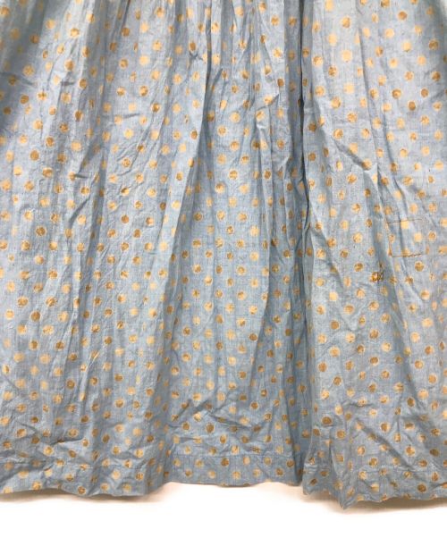 45R（フォーティファイブ・アール）45R (フォーティーファイブアール) インドカディ水玉プリントのくしゅくしゅブラウス ブルー サイズ:記載なしの古着・服飾アイテム