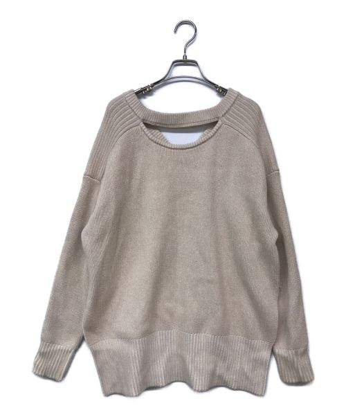 CLANE（クラネ）CLANE (クラネ) ダブルフェイス カット ネック ワイド ニット トップス ベージュ サイズ:1の古着・服飾アイテム
