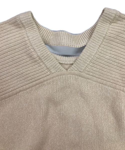 CLANE（クラネ）CLANE (クラネ) ダブルフェイス カット ネック ワイド ニット トップス ベージュ サイズ:1の古着・服飾アイテム