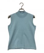 M'S GRACYエムズグレイシー）の古着「フェイクパール ハイネック ニット」｜スカイブルー