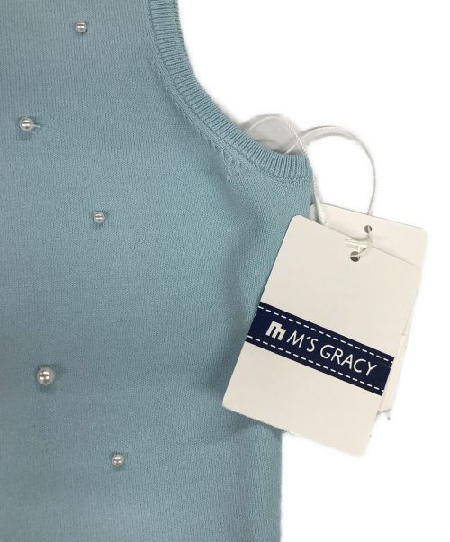 M'S GRACY（エムズグレイシー）M'S GRACY (エムズグレイシー) フェイクパール ハイネック ニット スカイブルー サイズ:38の古着・服飾アイテム