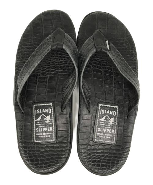 NEIGHBORHOOD（ネイバーフッド）NEIGHBORHOOD (ネイバーフッド) ISLAND SLIPPER (アイランドスリッパ) レザーサンダル ブラック サイズ:9の古着・服飾アイテム