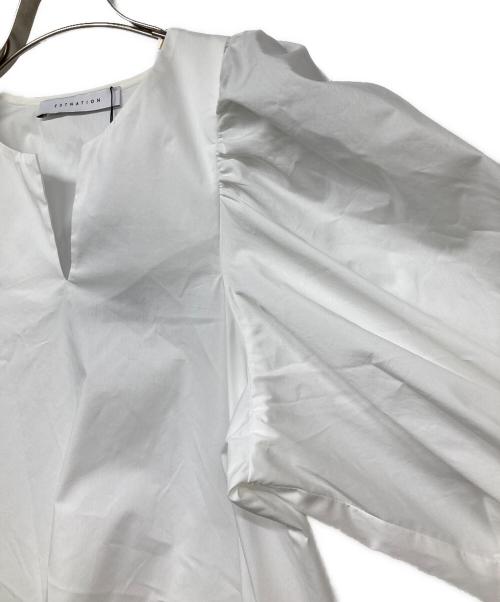 ESTNATION（エストネーション）ESTNATION (エストネーション) ボリュームスリーブワンピース ホワイト サイズ:Fの古着・服飾アイテム