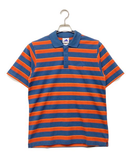 adidas（アディダス）adidas (アディダス) ボーダーポロシャツ オレンジ×ブルー サイズ:Ｓの古着・服飾アイテム