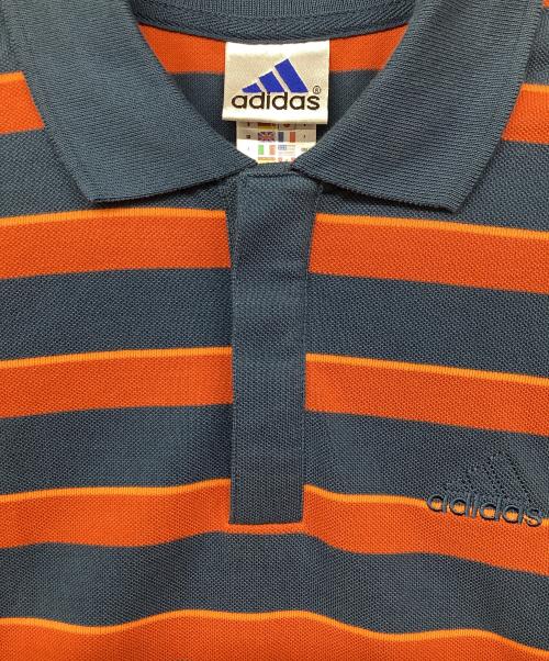 adidas（アディダス）adidas (アディダス) ボーダーポロシャツ オレンジ×ブルー サイズ:Ｓの古着・服飾アイテム