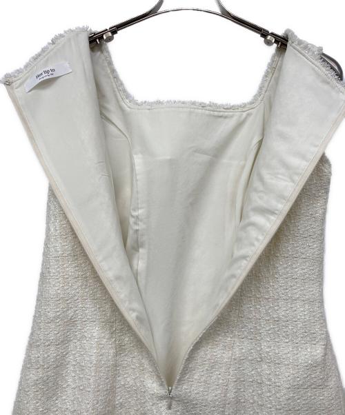 HER LIP TO（ハーリップトゥ）HER LIP TO (ハーリップトゥ) May Tweed Mini Dress/メイツイードミニドレス ホワイト サイズ:Mの古着・服飾アイテム