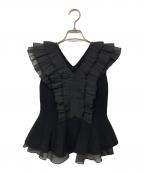 Snidelスナイデル）の古着「フリルペプラムノースリニットプルオーバー」｜ブラック