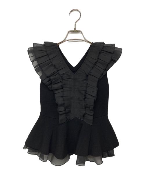 Snidel（スナイデル）Snidel (スナイデル) フリルペプラムノースリニットプルオーバー ブラック サイズ:ONEの古着・服飾アイテム